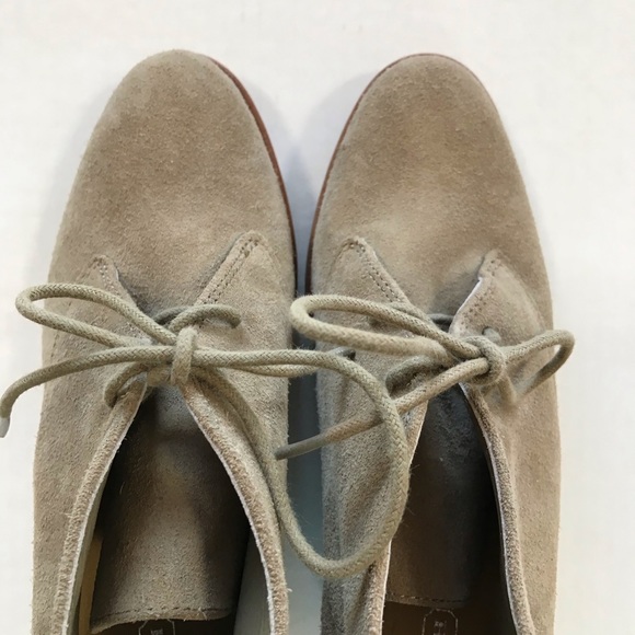 Coach Cassy tan nude suede leather wedge tie ankle boots booties 8.5 - Picture 2 of 15